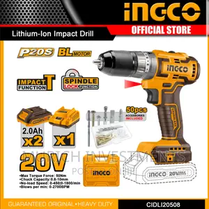 INGCO 20V Lithium-Ion Brushless Impact Drill CIDLI20508