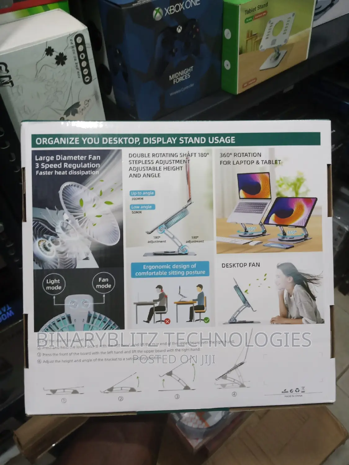 Laptop Stand With Cooling Fan Light