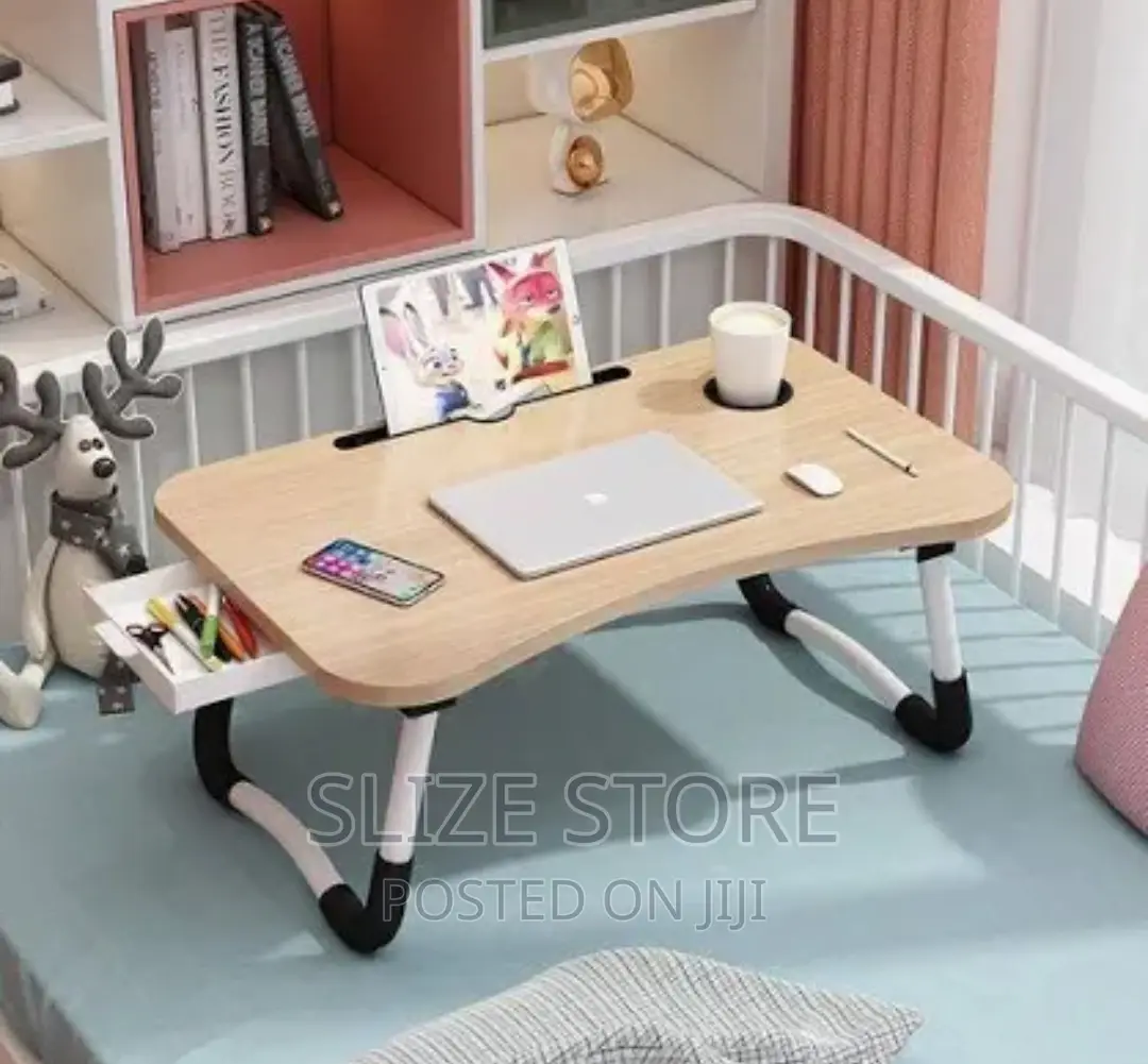 Foldable Laptop Table With Side Drawer
