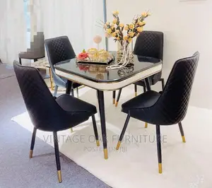 Black 4 Seaters Luxury Marble Dining Table
