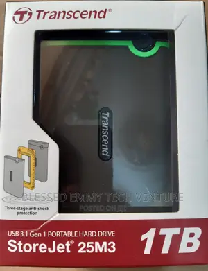 Transcend 1TB USB 3.1 Storejet Shock Resistant Portable Hard