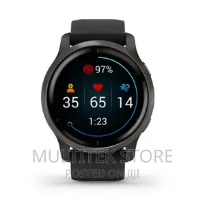 Venu 2 Slate Stainless Steel Bezel With Black Case and Leath
