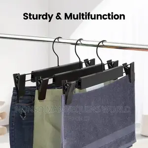 Plastic Black Hangers With Clips