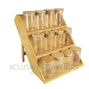 6oz Spice Jars 3 Tier Bamboo Spice Rack