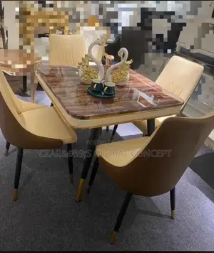 Marble Top 4 Seater Dining Set
