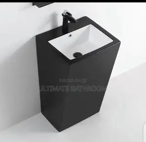 Rectangular Black With White Standing Basin