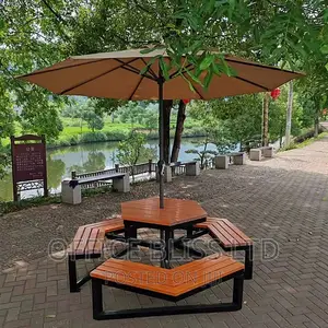 Outsunny 6 Seater Wooden Bench/ Table Umbrella
