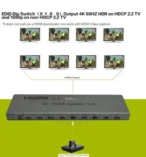 1 in 8 Out 60HZ HDR HDMI Splitter With Output