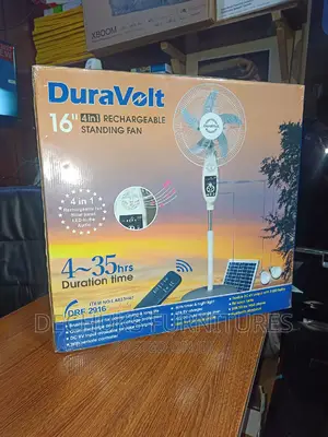 Brand New Duravolt 16"Inch Rechargeable Fan With Solar Panel