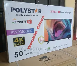 >Polystar 50"Inch Smart Uhd Internet Double Glass Screen