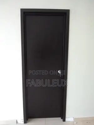 Plain Black HDF Door With Complete Frame and Architraves