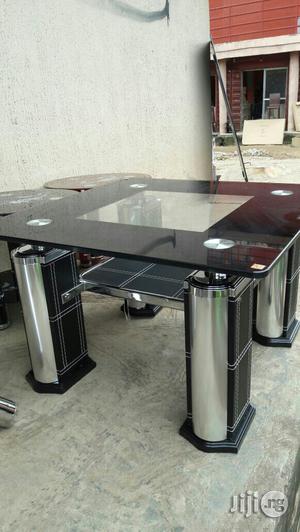 A Quality Leather and Steel Side 2 Table