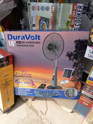 18" Duravolt 3in1 Rechargeable Standing Fan With Solar Panel