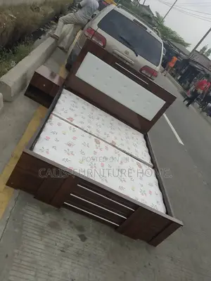 6ft X 4.5ft Bedframe. Brown Color With 1 Side Drawer.