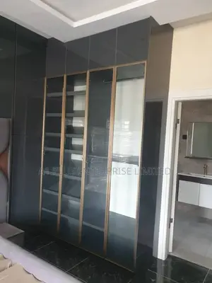 A Grey L1600 X H2680 Wardrobe With Glass Doors