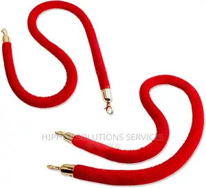 Crowd Control Rope Barrier With Polished Gold Hooks,