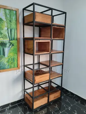 Screen Metal Framed Wooden Shelf/Partition
