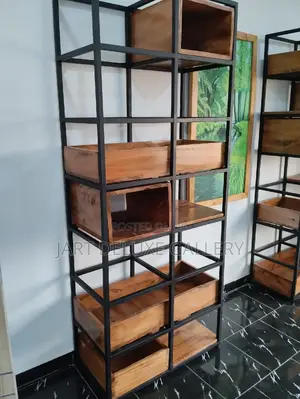 Screen Metal Framed Wooden Shelf/Partition