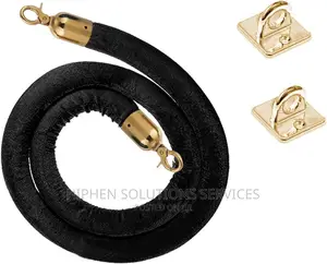 Barrier Crowd Control Stanchion Rope With Hook - Black