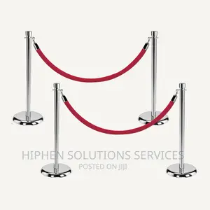 Silver Round Top Stainless Steel Stanchion Posts Queue