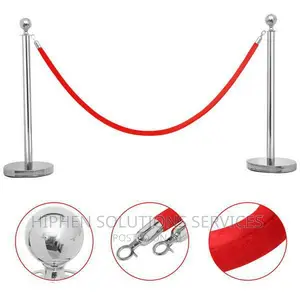 Stainless Steel Posts With Red Velvet Rope