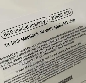 New Laptop Apple MacBook Air 2020 M1 8GB Apple M1 SSD 256GB