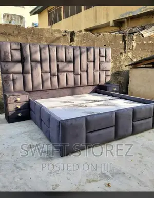 Patterned Bed With Side Drawers