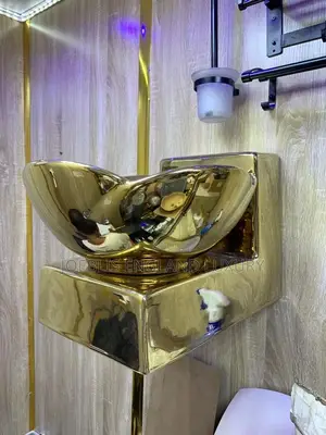 Wall Hung Basin and Pedestal Satin Gold