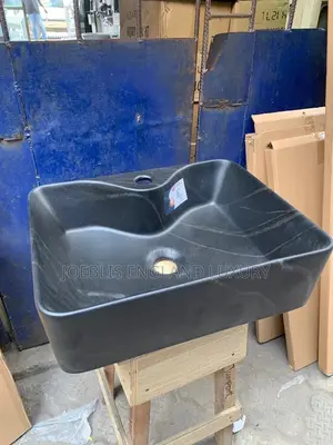 Matt Black Basin With Marble Design