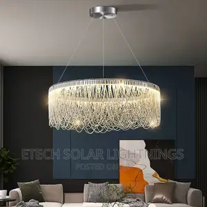 800mm L E D Silver Chain Dropping Chandelier Light