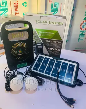 4w 4000mah Battery Solar Panel With Led Bulb Kit With Fan