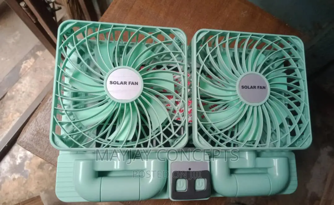 Double Head Solar Table Fan With Solar Panel