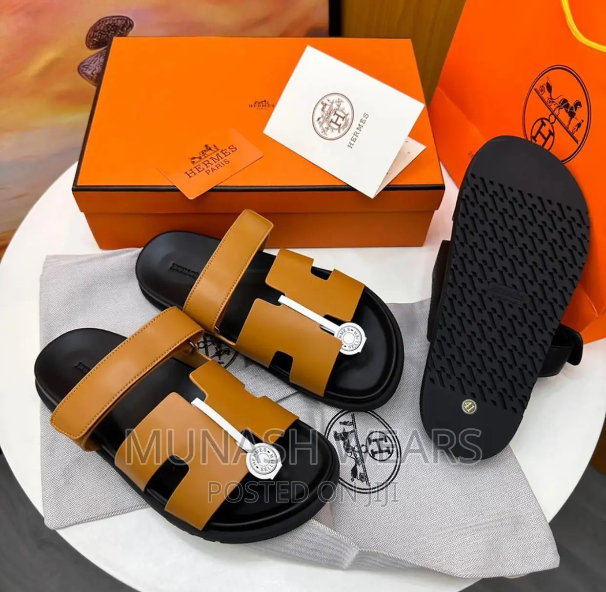 Luxury Original Hermes Leather Slipers