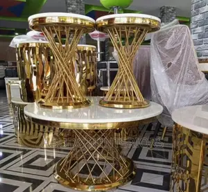 Gold and White Marble Center Table