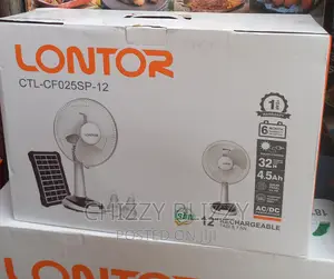 Lontor 12" Inches Rechargeable Table Fan With Solar Panel