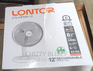 Lontor Rechargeable Table Fan 12 Inches