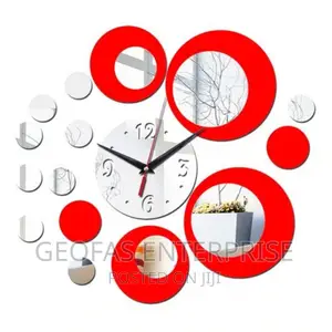 Silver Circle 3D Crystal Mirror Wall Clock Wall Sticker