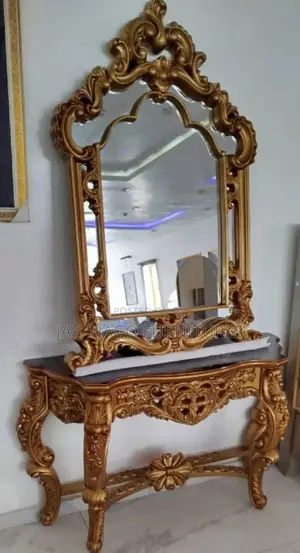 Executive Highly Quality Golden Console Mirror With Table