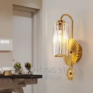 Postmodern Crystal Luxury Living Room Gold Wall Lamp