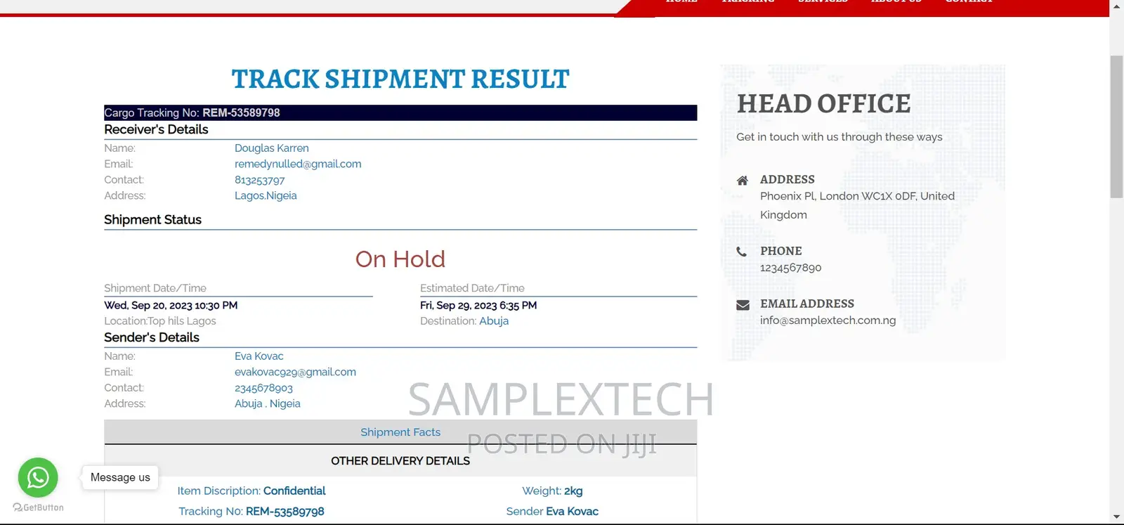 Courier Delivery Website Designer