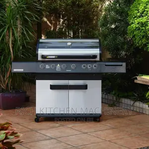 6 Burner Transparent Glass-Top Gas Berbecue With Cabinet