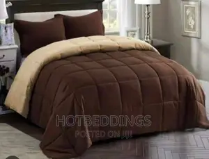 Brown / Cream Duvet, Bedsheet With 4 Pillow Cases