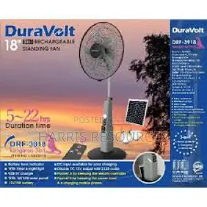 Rechargeable Standing Fan With Solar Panel- 18 Inches
