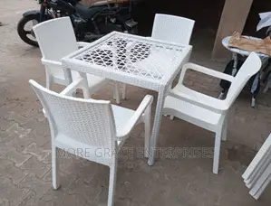 White Restaurant Table and Chairs