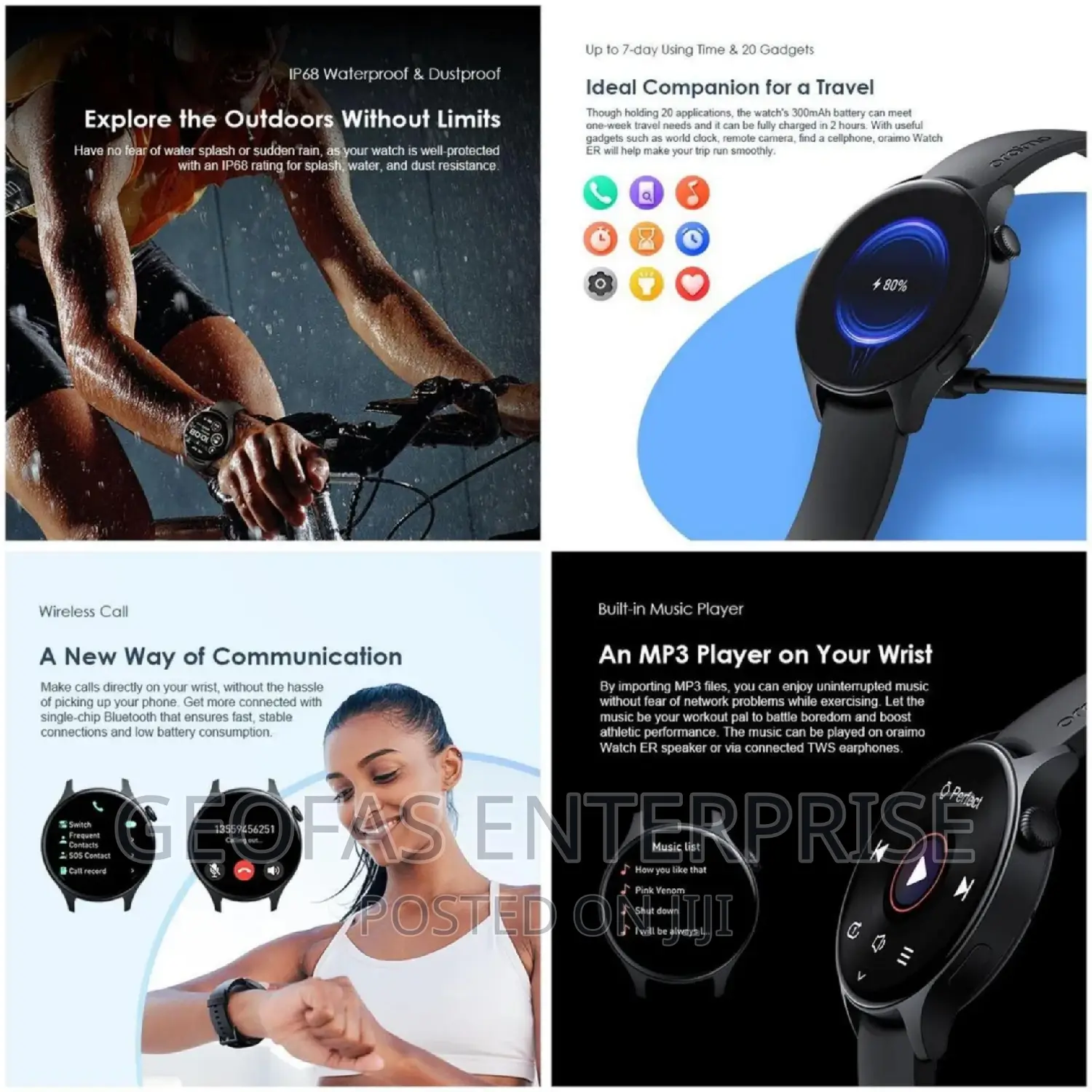 Oraimo Amoled Screen Bluetooth Call Waterproof Smart Watch