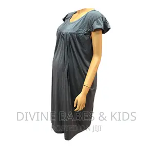 Nursing Maternity Dress 3/4 Sleeve Loose Fit-Grey and Cream