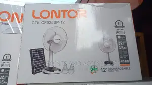 12 Lontor Rechargeable Fan With Solar Panel and 2 R/Bulbs