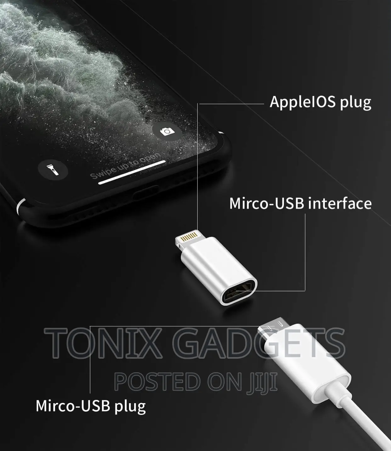 Micro USB to Lightning Adapter - Fast Charge Data Transfer
