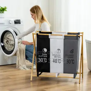 145liters Waterproof Laundry Basket With 3 Compartments