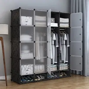 4 Partition Portable Closet, Plastic Wardrobe With Door